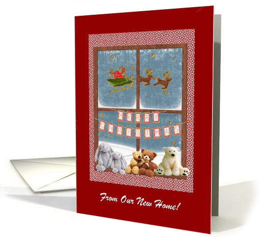 Stuffed Animals in a Christmas Window, From Our New Home card