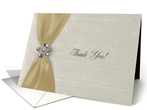 Champagne Satin Ribbon with Jewel, Thank you to Bridesmaid card