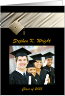 2025 Graduation Announcement, Gold Cap on Design Photo Card