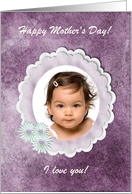 Mother’s Day Photo Card, Oval Frame with Daisies, Pink card