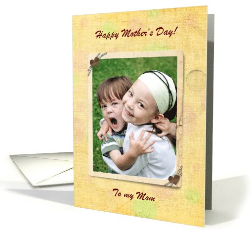 Mother's Day Photo Card, Yellow Abstract with Hearts card (1020629)