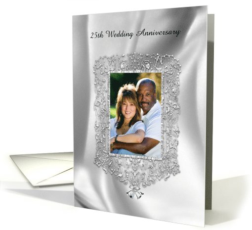 Silver Bells Jeweled Photo Card, 25th Wedding Anniversary... (1029663)
