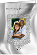 Silver Bells Jeweled Photo Card, 25th Wedding Anniversary Invitation card