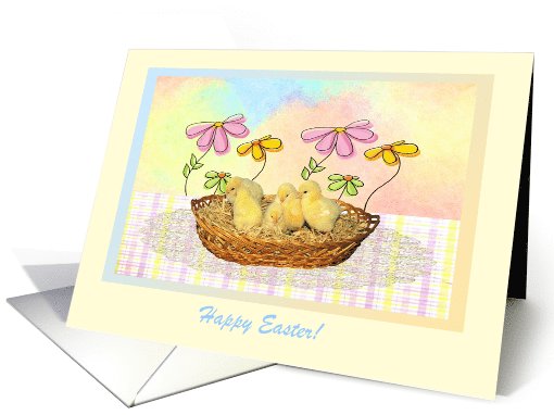 Baby Chicks in a Basket, Happy Easter, Custom Text card (1039159)