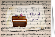 Thank You Church Musician, Piano with Flowers on Music Sheet card