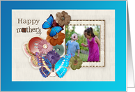 Mother’s Day Photo Card, Butterflies & Buttons on Flowers card