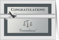 Grandson Law School Graduation Congratulations, Diploma & Legal Scale card