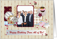 Happy Birthday From All of Us, Collage of Stars & Cupcake Photo Card
