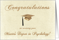 Master’s Degree in Psychology Graduation Congratulations, Gold Cap card