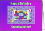 13th Birthday Granddaughter Sports, Colorful Cupcake and Balloons card