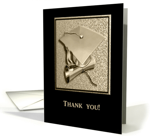 Graduation Thank you Card, Gold and Black card (1078238)
