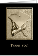 Graduation Thank you Card, Gold and Black card