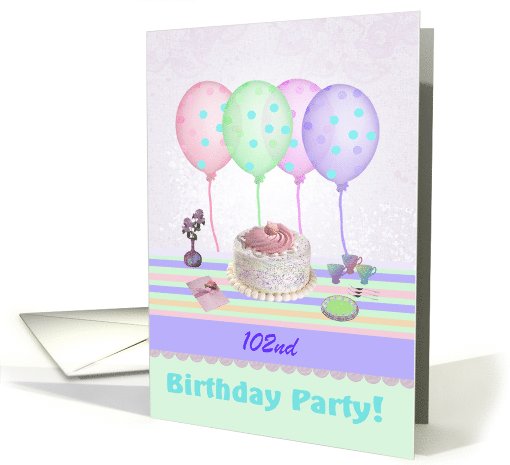102 Birthday Party Invitation, Cake, Balloons, & Flowers,... (1078866)