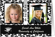 Cheetah Print Photo Card, Graduation Announcement, For Two Photos card