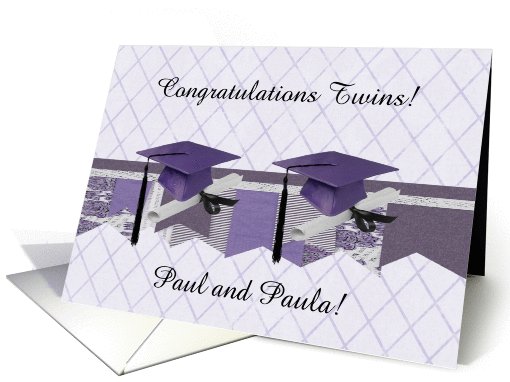 Graduation Congratulations, Twins, Cap & Diploma, Purple,... (1088636)