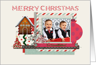 Grandfather, Candy Cane Merry Christmas, Gingerbread House, Photo Card