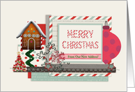 Candy Cane Merry Christmas, Gingerbread House, new Address card