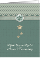 Fleur de Lis & Dangling Gold Stars, Girl Scout Award, Custom Text card