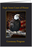 Eagle & Flag Scout Court of Honor Ceremony Program, Custom Text, Blue card