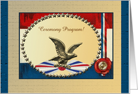 Bronze Eagle In Circle of Stars on Patriotic Vintage Ceremony Program card