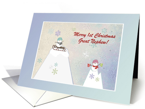 Snow People, Sled, & Hot Chocolate, Custom Text, Great... (1155630)