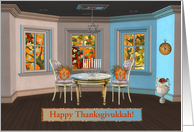 Turkeys at Thanksgivukkah, Star of David, & Menorah, Custom Text card