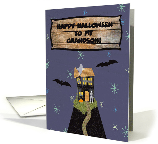 Haunted House with Bats, Ghosts, Black Cat, & Skeleton,... (1167912)