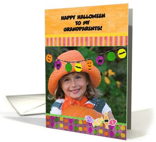 Grandparents, Bats, Cats, Jack O' Lanterns Photo Card, Halloween card