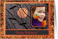 Harvest Moon with Bats, Halloween, Photo Card