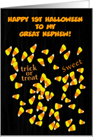 Great Nephew, Candy Corn, Trick or Treat, Sweet, Baby’s 1st Halloween card