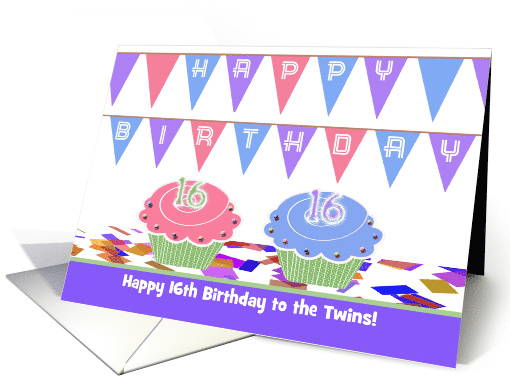 Happy 16th Birthday to Twins, Boy & Girl, Custom Text,... (1180516)
