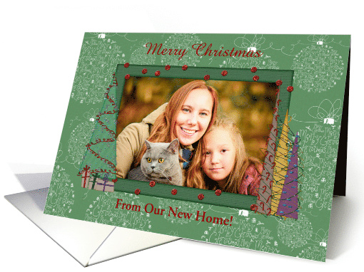 Trees & Gifts on Merry Christmas Ornaments, Photo Card, New Home card