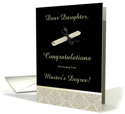 Congratulations, Master's Degree, To Daughter, Diploma & Damask card