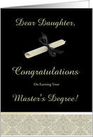 Congratulations, Master’s Degree, To Daughter, Diploma & Damask card