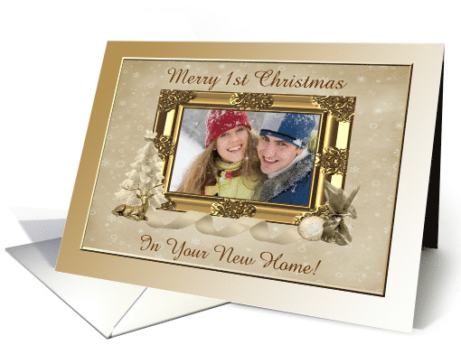 Photo card, Golden Christmas Greetings, First Home card (1299624)