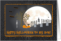 Spooky Graveyard, Happy Halloween To my Son card