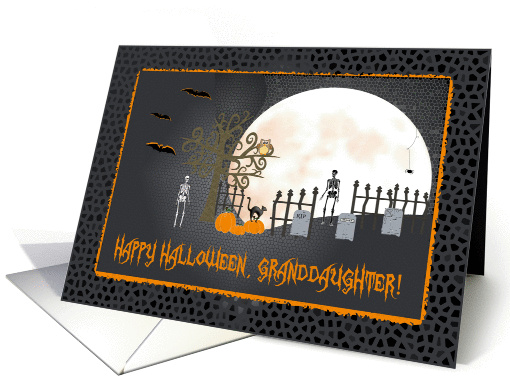 Spooky Graveyard, Happy Halloween to Granddaughter card (1320714)