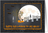 Spooky Graveyard, Happy Halloween to Niece card