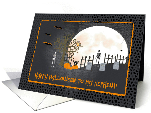 Spooky Graveyard, Happy Halloween to Nephew card (1328918)