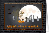 Spooky Graveyard, Happy Halloween to Nephew card