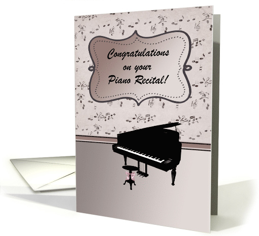 Congratulations, Piano Recital, Piano & Music Notes, Custom Text card