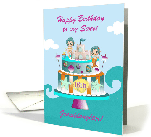 Granddaughter Sweet 16th Birthday, Beach Theme, Custom Text card