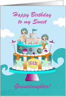 Granddaughter Sweet 16th Birthday, Beach Theme, Custom Text card