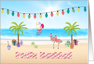 Spanish Christmas Tropical, Feliz Navidad card