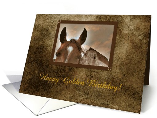 Face to Face. Horse, Golden Birthday card (178957)