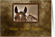 Face to Face. Horse, Golden Birthday card