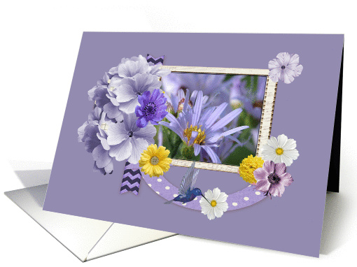 Hummingbird with Garden Flowers, Mother's day card (184117)