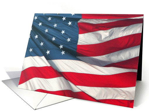 American Flag in the Wind, Veterans Day card (209530)