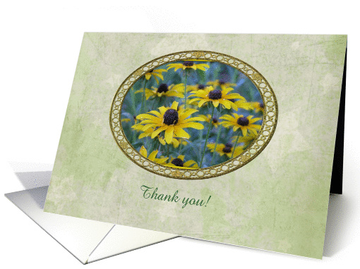 Black eyed Susan Flowers in Oval Gold Frame,Thank you,... (213891)
