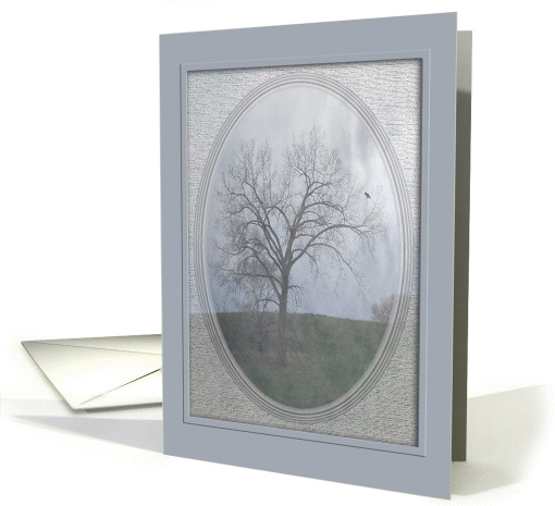 Tree with Bird Flying, Birthday, Oval Frame card (214019)